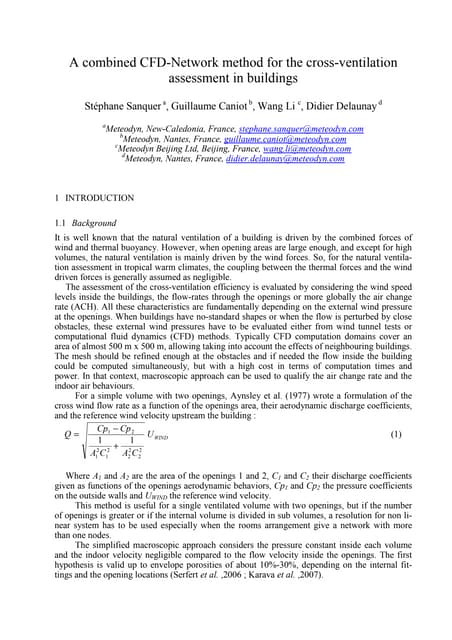 A combined cfd network method for the natural air ventilation - icwe13