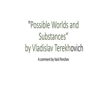 "Possible Worlds and Substances“ by Vladislav Terekhovich