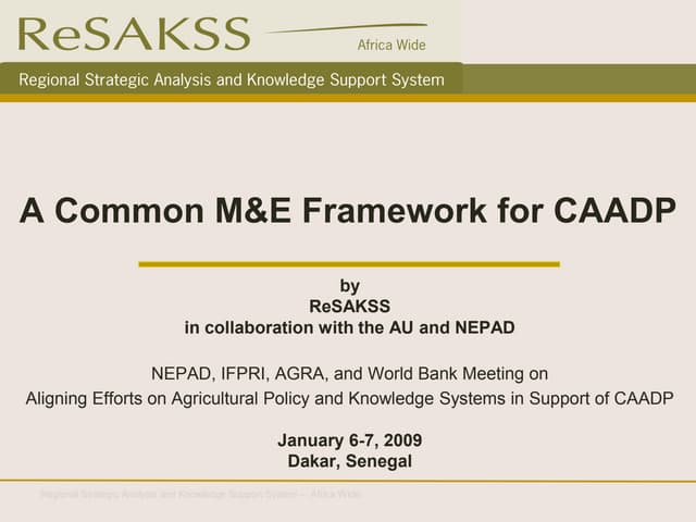 A Common M&E Framework for CAADP_2009