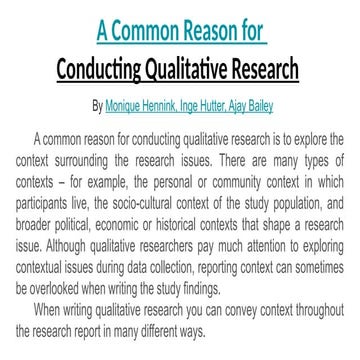 A Common Reason for  Conducting Qualitative Research.pptx