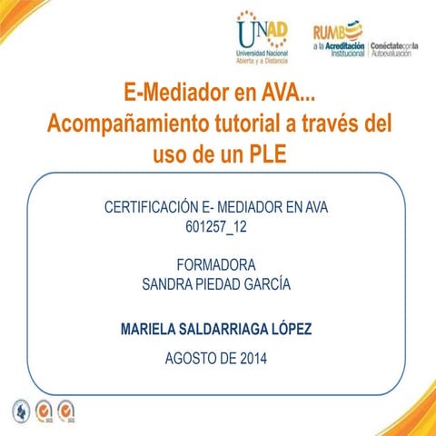 Acompañamiento tutorial de un e mediador en ava mediante el uso de un ple