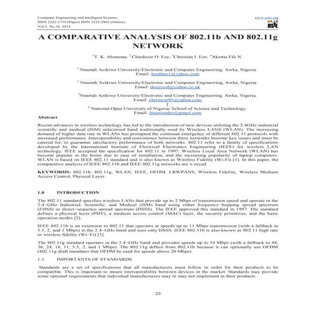 A comparative analysis of 802.11b and 802.11g
