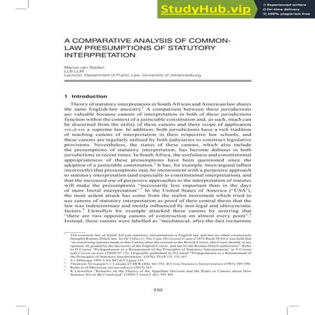 A COMPARATIVE ANALYSIS OF COMMON-LAW PRESUMPTIONS OF STATUTORY ...