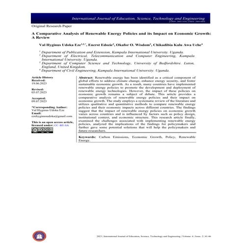 A Comparative Analysis of Renewable Energy Policies and its Impact on ...