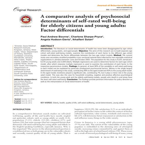 A comparative analysis of the health status of men aged 60 74 years and those...