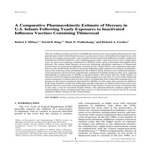 Estimacion farmacocinetica comparativa de Mercurio en lactantes de Estados Un...