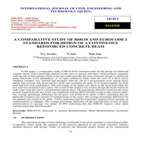 A comparative study of bs8110 and eurocode 2 standards for design of a contin...