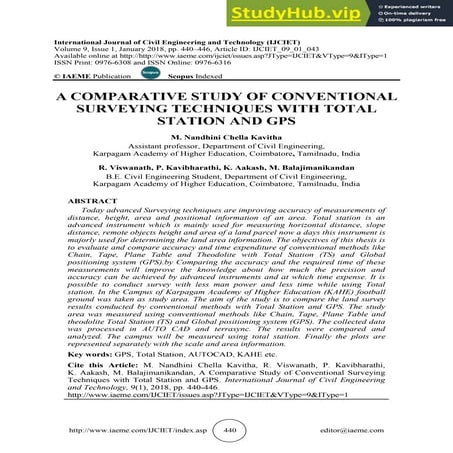 A COMPARATIVE STUDY OF CONVENTIONAL SURVEYING TECHNIQUES WITH TOTAL ...