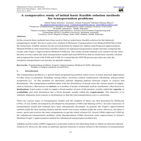 A comparative study of initial basic feasible solution methods