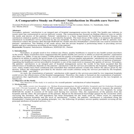 A comparative study on patients’ satisfaction in health care service | PDF