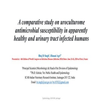 A comparative study on uroculturome antimicrobial susceptibility in apparentl...