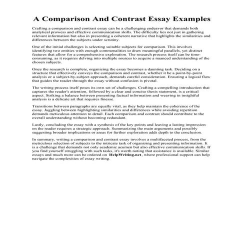 A Comparison And Contrast Essay Examples