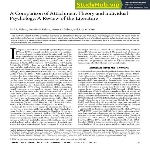 A Comparison Of Attachment Theory And Individual Psychology  A Review Of The ...
