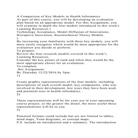 A Comparison of Key Models in Health InformaticsAs part of this co.docx