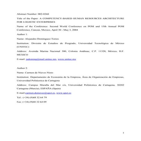 A competency based human resources architecture