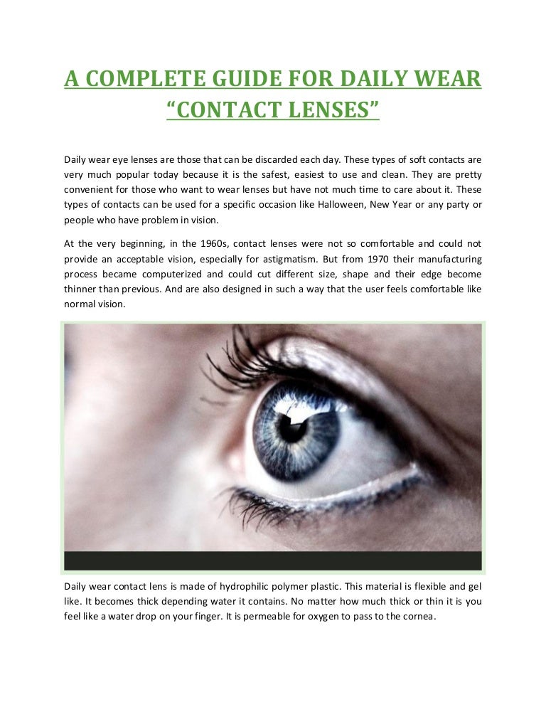A complete guide for daily wear contact lenses