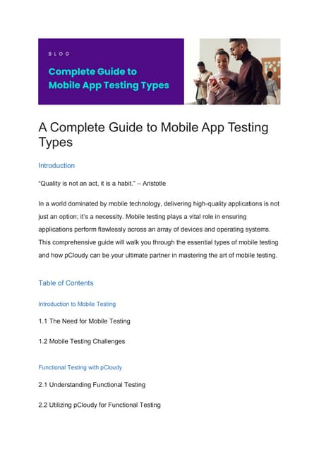 A Complete Guide To Mobile App Testing Types Pdf A Complete Guide To Mobile App Testing Types Pdf