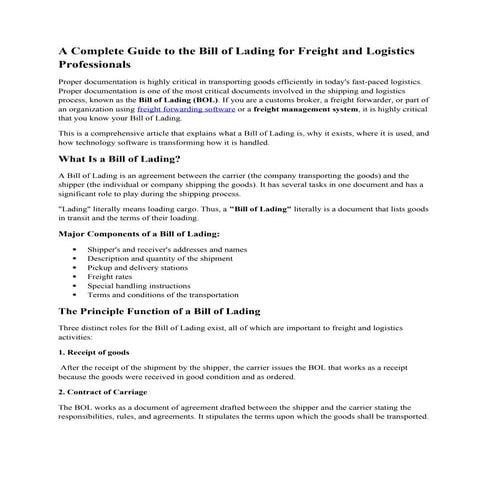 Bill of lading | PPTX
