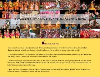 A complete list of folk and tribal dance in india