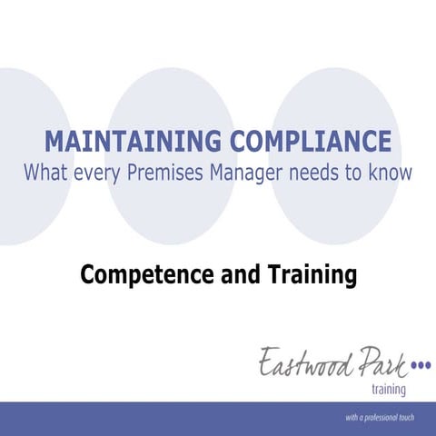 Competence and compliance in health estates training