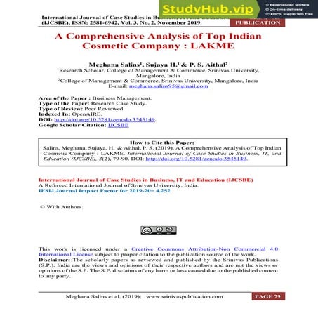 A Comprehensive Analysis Of Top Indian Cosmetic Company   LAKME