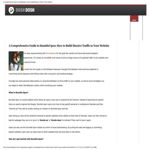 A comprehensive guide to stumble upon  how to build massive traffic to your w