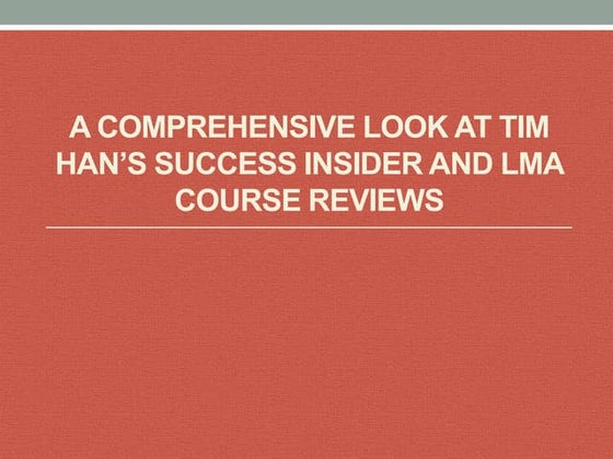 Achieve Personal Mastery with Tim Han’s LMA Course | PDF