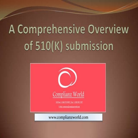 Webinar or Online Training on A comprehensive overview of 510(k) submission