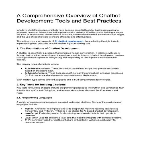 A Comprehensive Overview of Chatbot Development_ Tools and Best Practices.docx