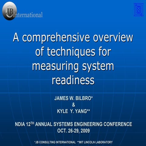 A Comprehensive Overview Of Techniquess For Measuring System Readiness Final ...