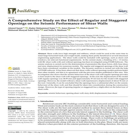 A Comprehensive Study on the Effect of Regular and Staggered Openings on the ...