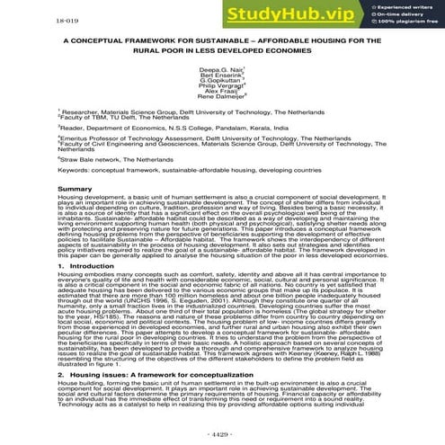 A CONCEPTUAL FRAMEWORK FOR SUSTAINABLE   AFFORDABLE HOUSING FOR THE RURAL POO...