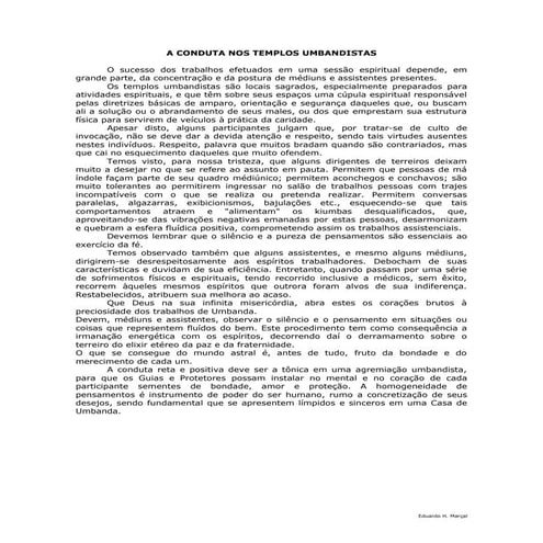 A conduta nos templos umbandistas