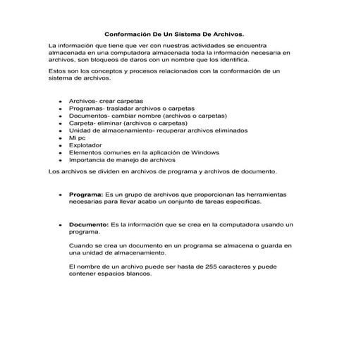 Conformacion de un sistema de archivos