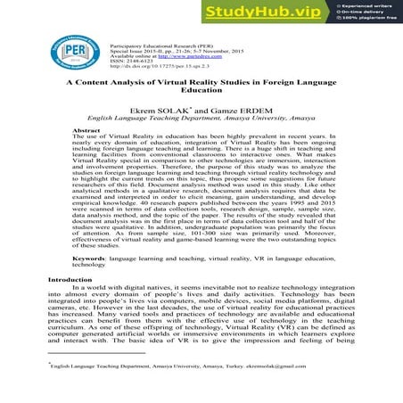 Educational application of virtual reality in English education in ...