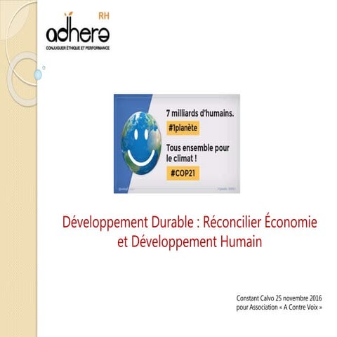 Réconcilier développement économique et développement humain
