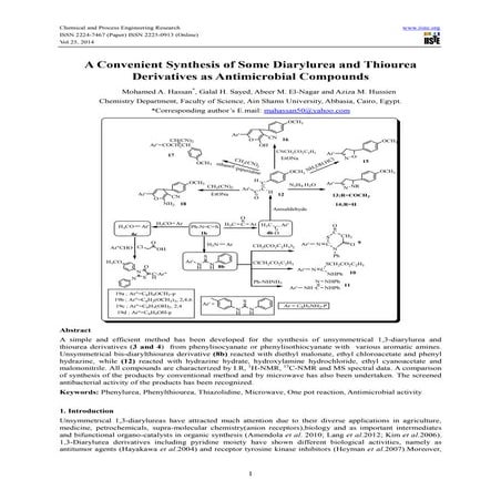 A convenient synthesis of some diarylurea and thiourea derivatives as antimic...