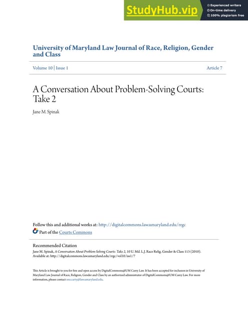 A Conversation About Problem Solving Courts Take 2 PDF A Conversation About Problem Solving Courts Take 2 PDF