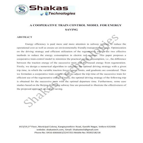 A cooperative train control model for energy saving