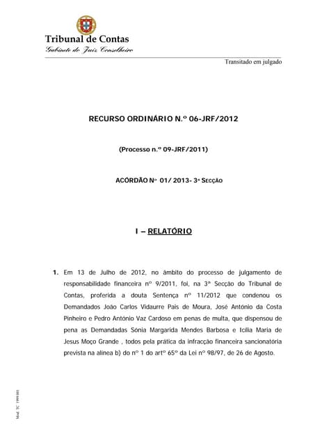 Acórdão 1 de 2013 tibunal de cont...