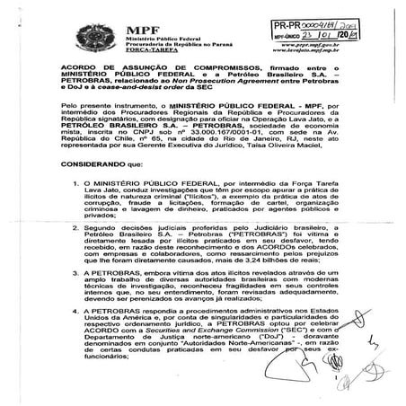 Acordo Petrobras e MPF para fundo de investimento