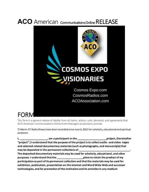 Cast release form | DOCX