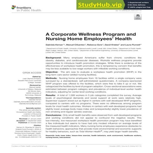 Workplace health promotion presentation | PPTX