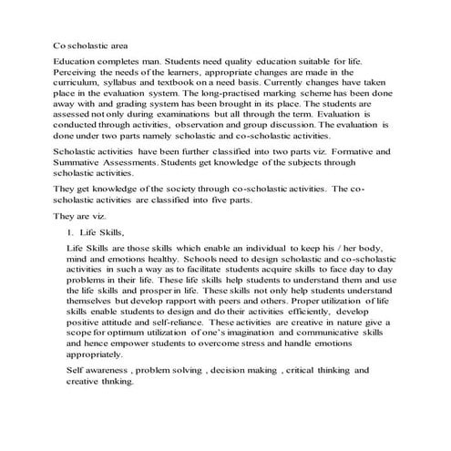 A co scholastic area 