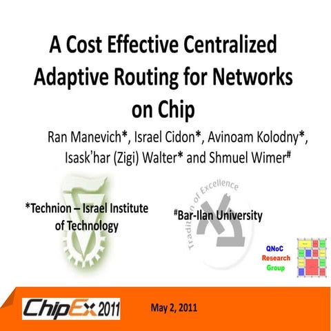 Cost Effective centralized adpative routing for networks on chip | PPT
