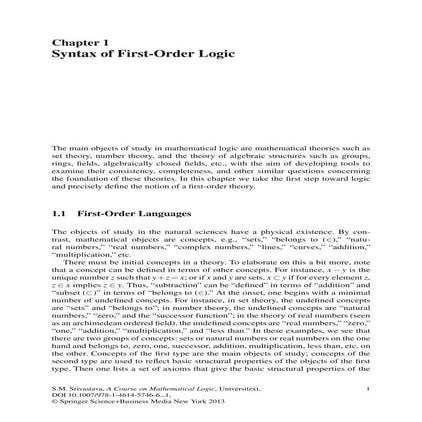 A course on mathematical logic | PDF
