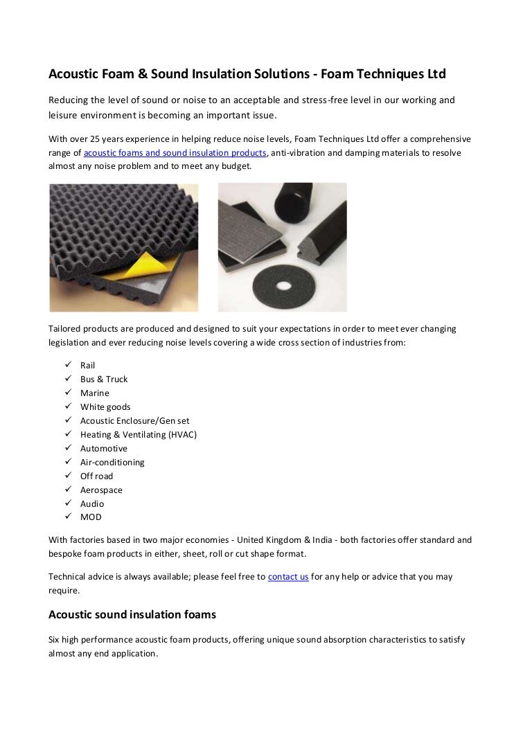 Acoustic foam and_sound_insulation_solutions__foam_techniques_ltd
