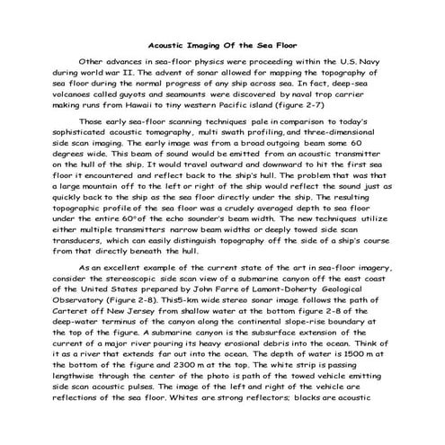 Acoustic imaging of the sea floor