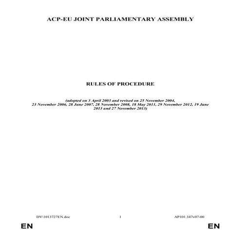 Acp eu joint parliamentary assembly rules of procedure PDF