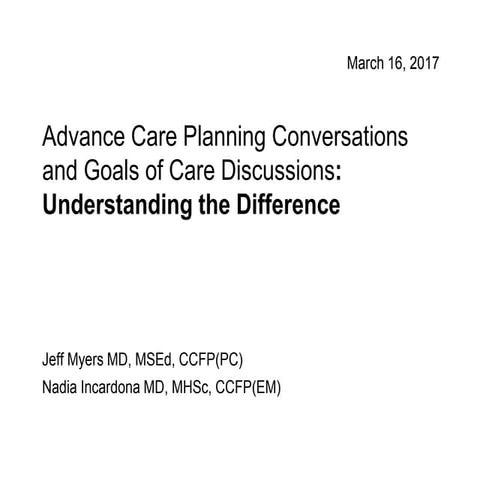 Advance Care Planning Conversations and Goals of Care Discussions: Understand...